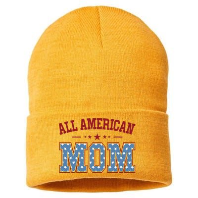 All American Mom Matching Family 4th Of July Sustainable Knit Beanie