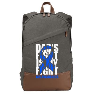 ALS Awareness Month Blue Ribbon Dads Fight May Support Cotton Canvas Backpack