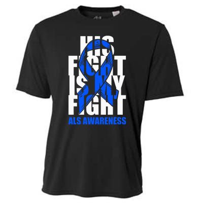 ALS Awareness Month Blue Ribbon His Fight May Support Cooling Performance Crew T-Shirt