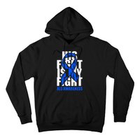 ALS Awareness Month Blue Ribbon His Fight May Support Hoodie