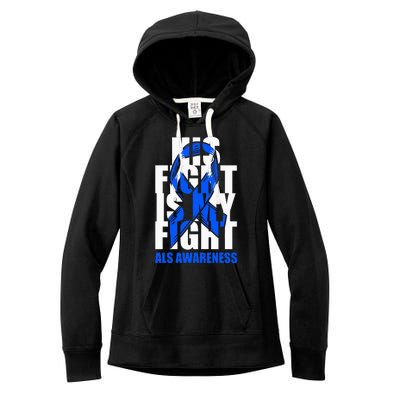 ALS Awareness Month Blue Ribbon His Fight May Support Women's Fleece Hoodie