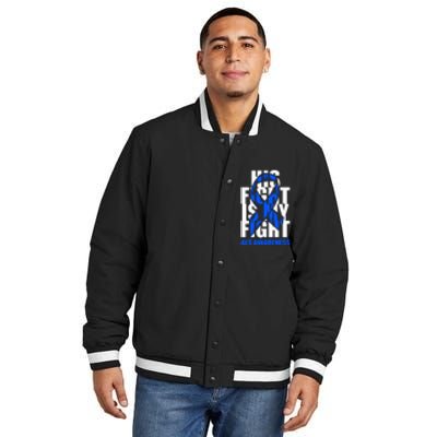 ALS Awareness Month Blue Ribbon His Fight May Support Insulated Varsity Jacket