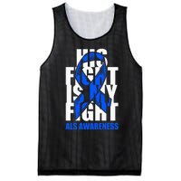 ALS Awareness Month Blue Ribbon His Fight May Support Mesh Reversible Basketball Jersey Tank