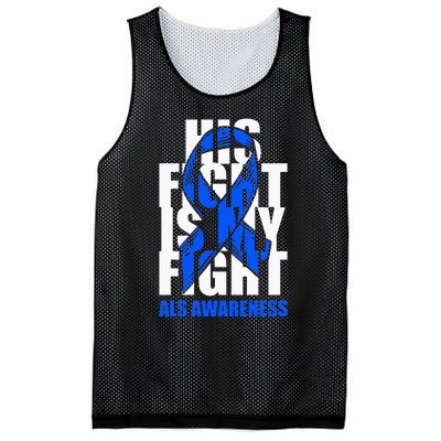 ALS Awareness Month Blue Ribbon His Fight May Support Mesh Reversible Basketball Jersey Tank