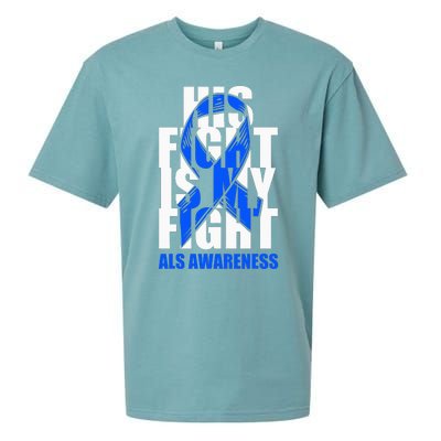 ALS Awareness Month Blue Ribbon His Fight May Support Sueded Cloud Jersey T-Shirt