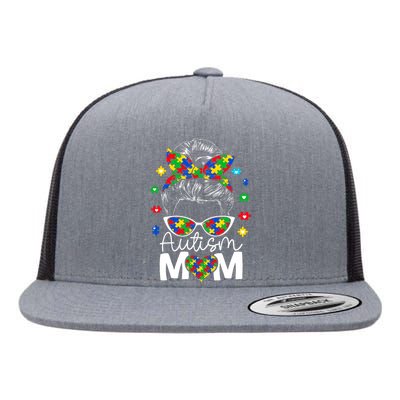 Autism Awareness Mom MotherS Day Celebration Flat Bill Trucker Hat