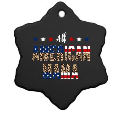 All American Mama 4th Of July Leopard Fourth Of July Mom Usa Gift Ceramic Star Ornament