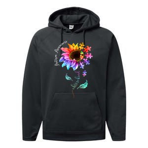 Autism Awareness Mom Choose Kind Autism Gift Sunflower Performance Fleece Hoodie