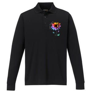 Autism Awareness Mom Choose Kind Autism Gift Sunflower Performance Long Sleeve Polo