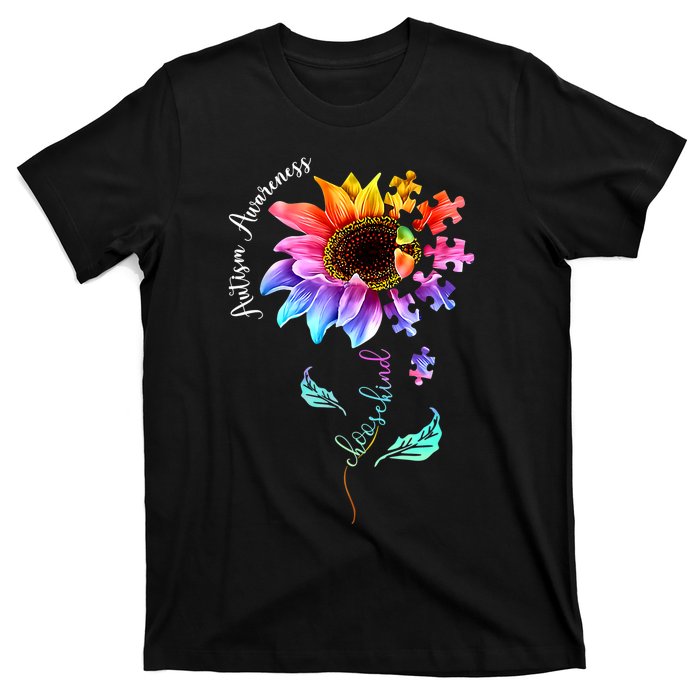 Autism Awareness Mom Choose Kind Autism Gift Sunflower T-Shirt