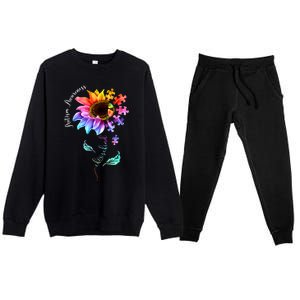 Autism Awareness Mom Choose Kind Autism Gift Sunflower Premium Crewneck Sweatsuit Set