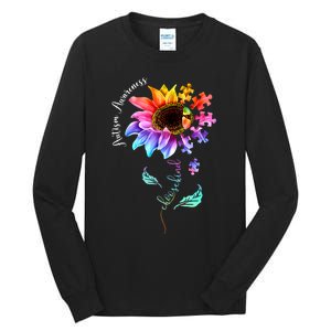 Autism Awareness Mom Choose Kind Autism Gift Sunflower Tall Long Sleeve T-Shirt