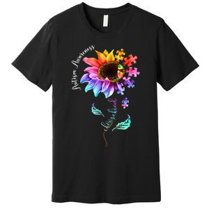 Autism Awareness Mom Choose Kind Autism Gift Sunflower Premium T-Shirt