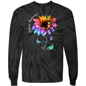 Autism Awareness Mom Choose Kind Autism Gift Sunflower Tie-Dye Long Sleeve Shirt