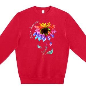 Autism Awareness Mom Choose Kind Autism Gift Sunflower Premium Crewneck Sweatshirt