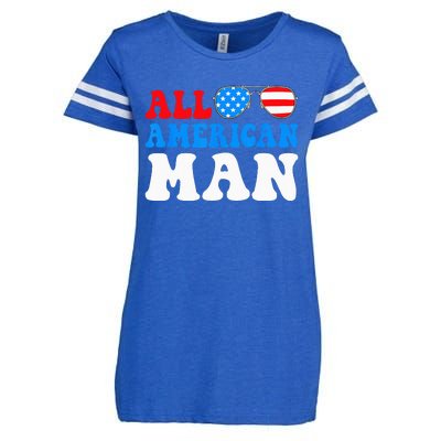 All American Man American Flag 4th of July Patriotic Enza Ladies Jersey Football T-Shirt