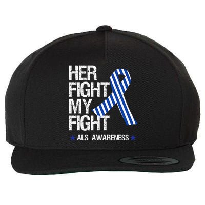 ALS Awareness Month May Blue Ribbon Her Fight Support Wool Snapback Cap