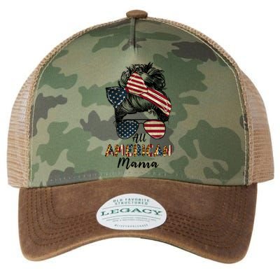 All American Mama Messy Bun Matching Family 4th Of July Mom Gift Legacy Tie Dye Trucker Hat