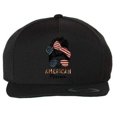 All American Mama Messy Bun Matching Family 4th Of July Mom Gift Wool Snapback Cap