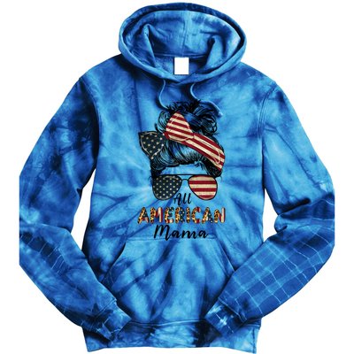 All American Mama Messy Bun Matching Family 4th Of July Mom Gift Tie Dye Hoodie