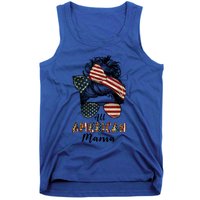 All American Mama Messy Bun Matching Family 4th Of July Mom Gift Tank Top