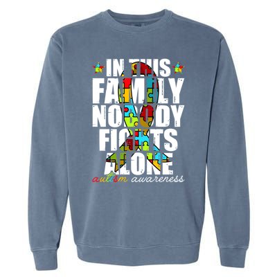 Autism Awareness Month Family Support Mom Son Daughter Gift Garment-Dyed Sweatshirt