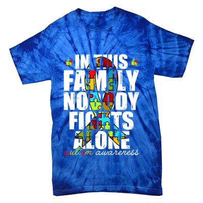 Autism Awareness Month Family Support Mom Son Daughter Gift Tie-Dye T-Shirt