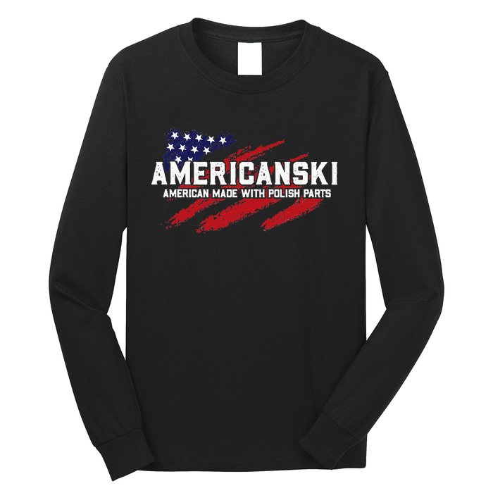 Americanski American Made With Polish Pride Long Sleeve Shirt