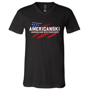 Americanski American Made With Polish Pride V-Neck T-Shirt