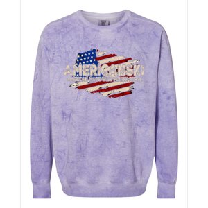 Americanski American Made With Polish Parts USA Flag Colorblast Crewneck Sweatshirt