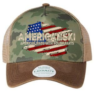 Americanski American Made With Polish Parts USA Flag Legacy Tie Dye Trucker Hat