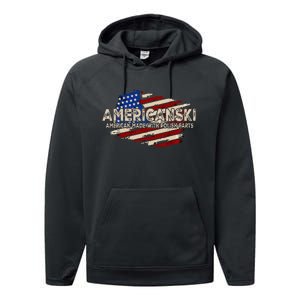 Americanski American Made With Polish Parts USA Flag Performance Fleece Hoodie