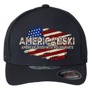 Americanski American Made With Polish Parts USA Flag Flexfit Unipanel Trucker Cap