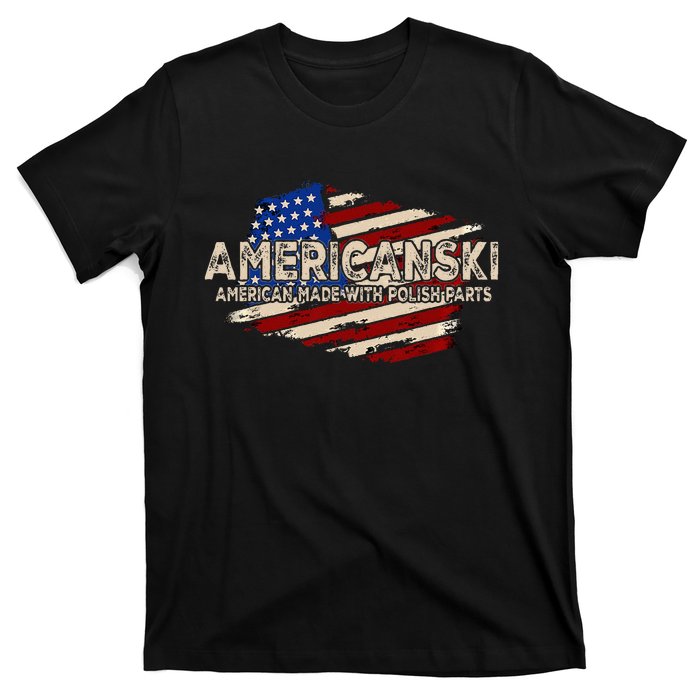 Americanski American Made With Polish Parts USA Flag T-Shirt