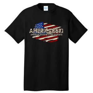 Americanski American Made With Polish Parts USA Flag Tall T-Shirt