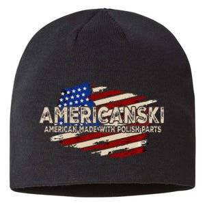 Americanski American Made With Polish Parts USA Flag Sustainable Beanie