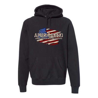 Americanski American Made With Polish Parts USA Flag Premium Hoodie