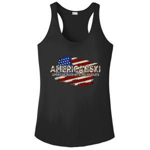 Americanski American Made With Polish Parts USA Flag Ladies PosiCharge Competitor Racerback Tank