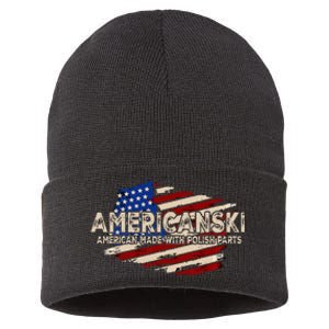 Americanski American Made With Polish Parts USA Flag Sustainable Knit Beanie