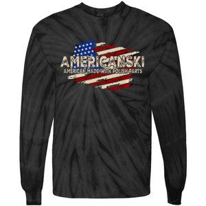 Americanski American Made With Polish Parts USA Flag Tie-Dye Long Sleeve Shirt