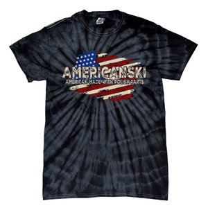 Americanski American Made With Polish Parts USA Flag Tie-Dye T-Shirt