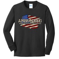 Americanski American Made With Polish Parts USA Flag Kids Long Sleeve Shirt