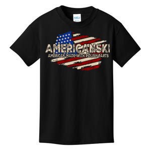 Americanski American Made With Polish Parts USA Flag Kids T-Shirt