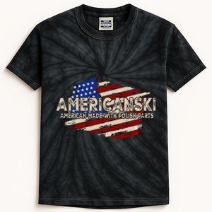 Americanski American Made With Polish Parts USA Flag Kids Tie-Dye T-Shirt