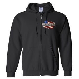 Americanski American Made With Polish Parts USA Flag Full Zip Hoodie