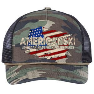 Americanski American Made With Polish Parts USA Flag Retro Rope Trucker Hat Cap