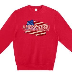 Americanski American Made With Polish Parts USA Flag Premium Crewneck Sweatshirt