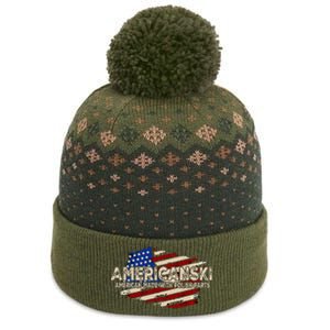 Americanski American Made With Polish Parts USA Flag The Baniff Cuffed Pom Beanie