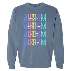 Autism Awareness Month Accept Understand Adapt Advocate Garment-Dyed Sweatshirt