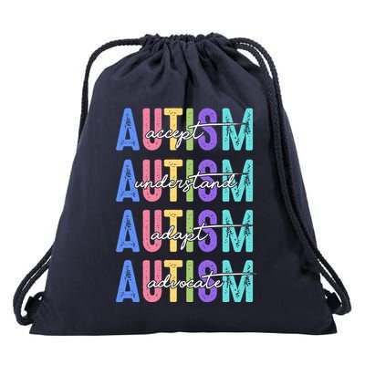 Autism Awareness Month Accept Understand Adapt Advocate Drawstring Bag